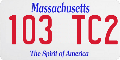 MA license plate 103TC2