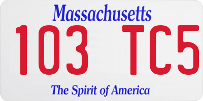 MA license plate 103TC5