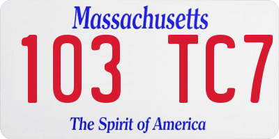 MA license plate 103TC7