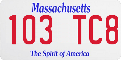 MA license plate 103TC8
