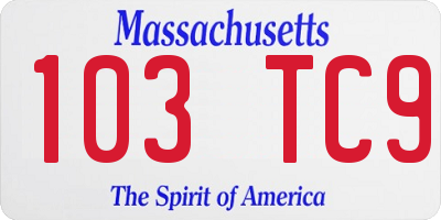 MA license plate 103TC9