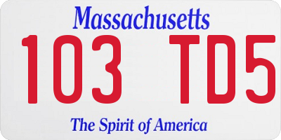 MA license plate 103TD5
