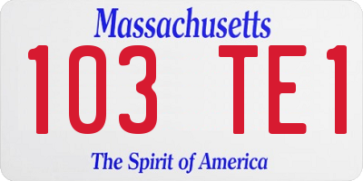 MA license plate 103TE1