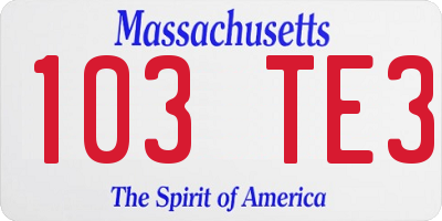 MA license plate 103TE3