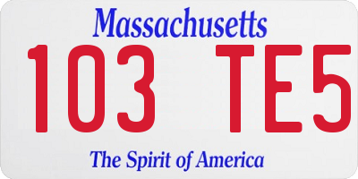 MA license plate 103TE5