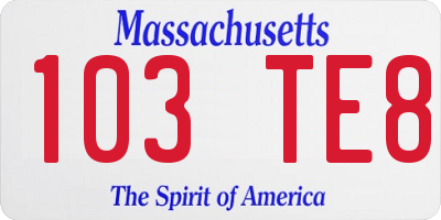 MA license plate 103TE8