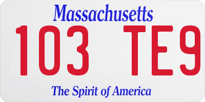 MA license plate 103TE9