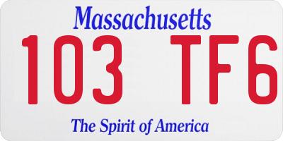 MA license plate 103TF6