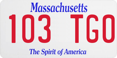 MA license plate 103TG0
