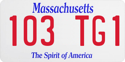 MA license plate 103TG1