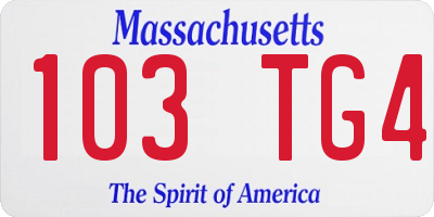 MA license plate 103TG4