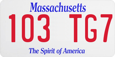 MA license plate 103TG7