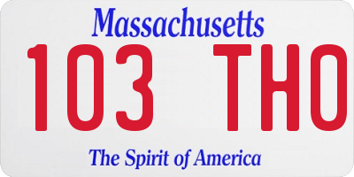 MA license plate 103TH0