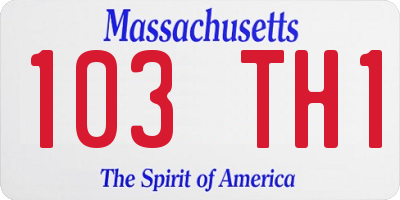 MA license plate 103TH1