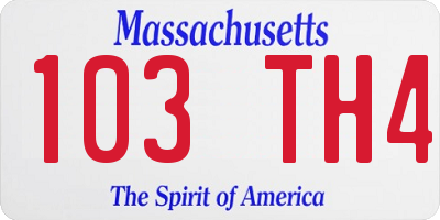 MA license plate 103TH4