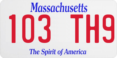 MA license plate 103TH9