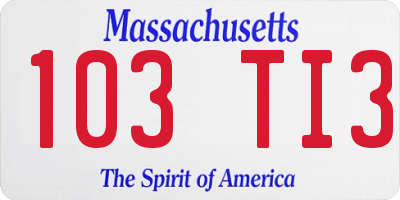 MA license plate 103TI3