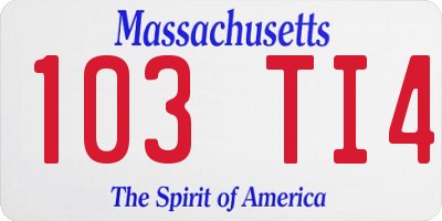 MA license plate 103TI4