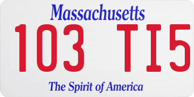 MA license plate 103TI5