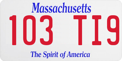 MA license plate 103TI9