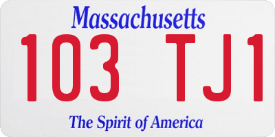 MA license plate 103TJ1