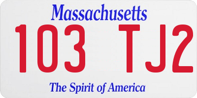 MA license plate 103TJ2