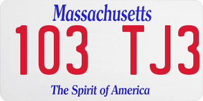MA license plate 103TJ3