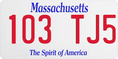 MA license plate 103TJ5