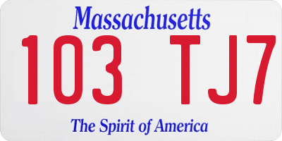 MA license plate 103TJ7