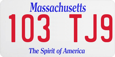 MA license plate 103TJ9