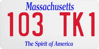 MA license plate 103TK1