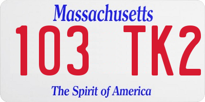 MA license plate 103TK2