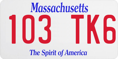 MA license plate 103TK6