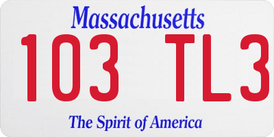 MA license plate 103TL3