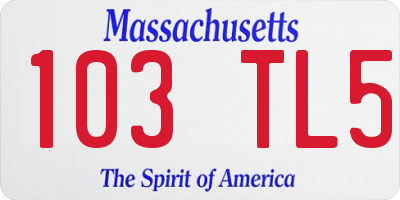 MA license plate 103TL5