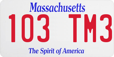 MA license plate 103TM3