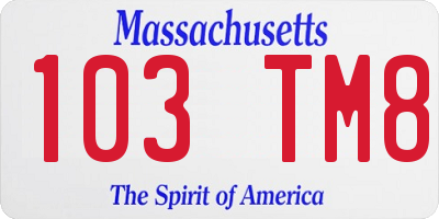 MA license plate 103TM8