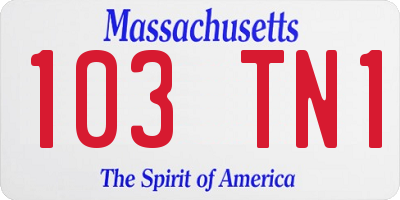 MA license plate 103TN1
