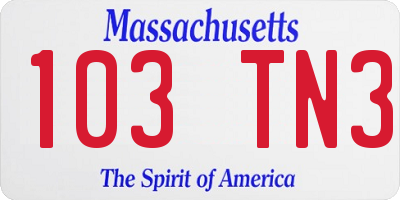 MA license plate 103TN3