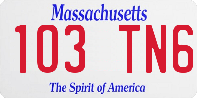 MA license plate 103TN6