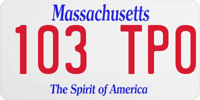 MA license plate 103TP0