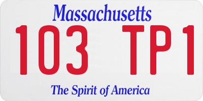 MA license plate 103TP1