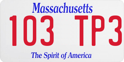MA license plate 103TP3