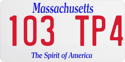 MA license plate 103TP4