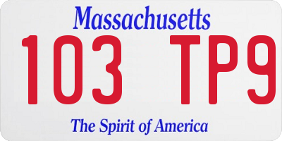 MA license plate 103TP9