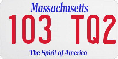 MA license plate 103TQ2