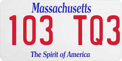 MA license plate 103TQ3