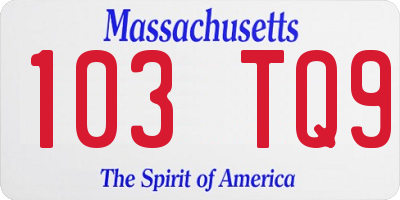 MA license plate 103TQ9