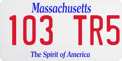 MA license plate 103TR5
