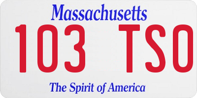 MA license plate 103TS0